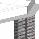 CAD drawing of heating duct around brick chimny