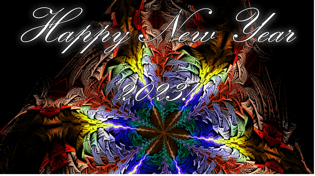 Happy New Year 2023 with Fractal Art Background