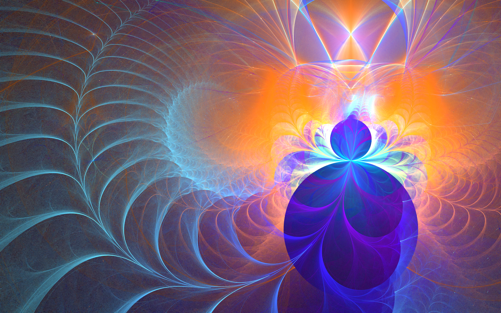 fractal art image in blue and orange